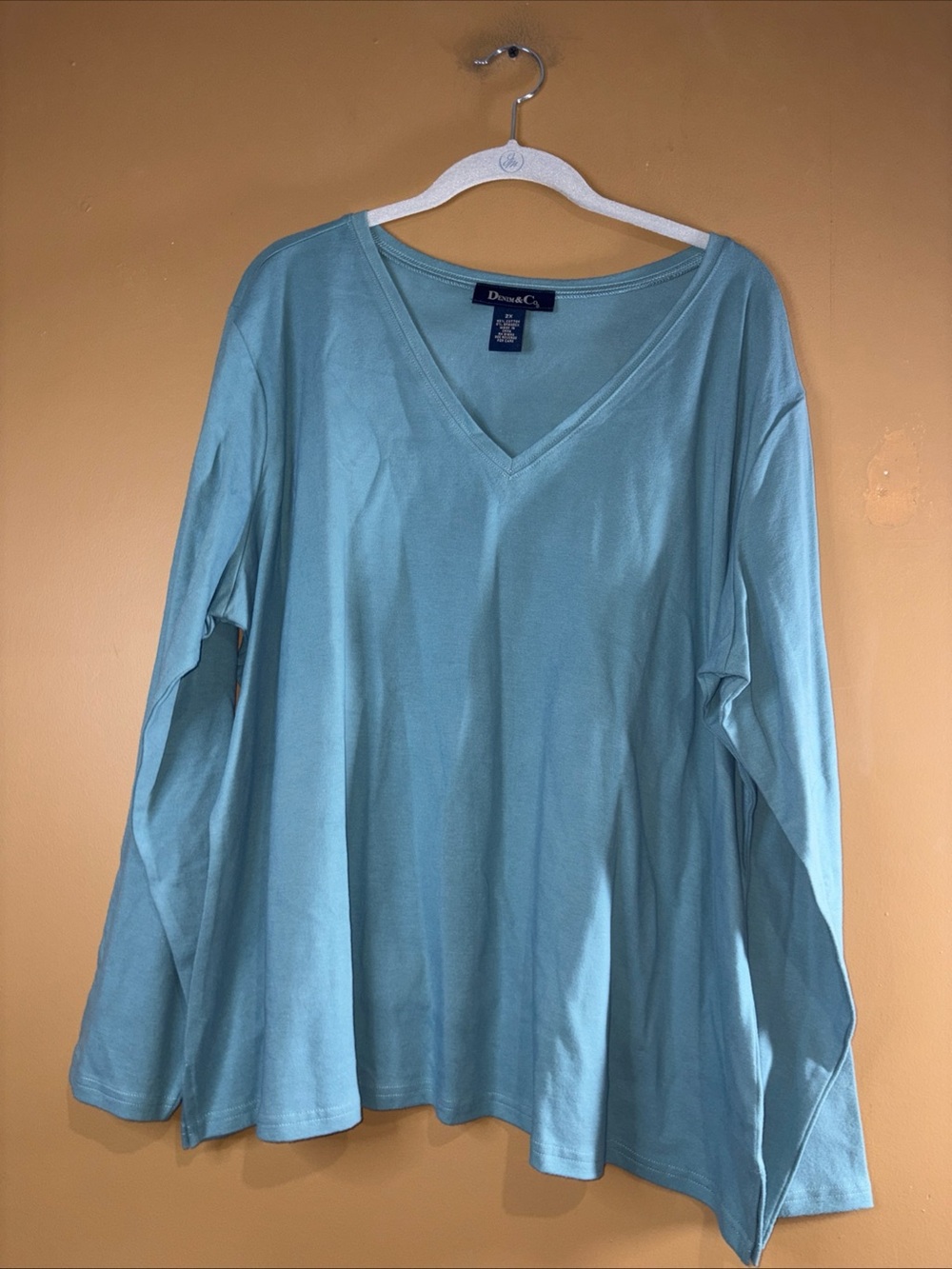 HC866. D&Co With Long Sleeve Tunic T-Shirt Blue Green Women's 2X A74794 - Picture 3 of 5